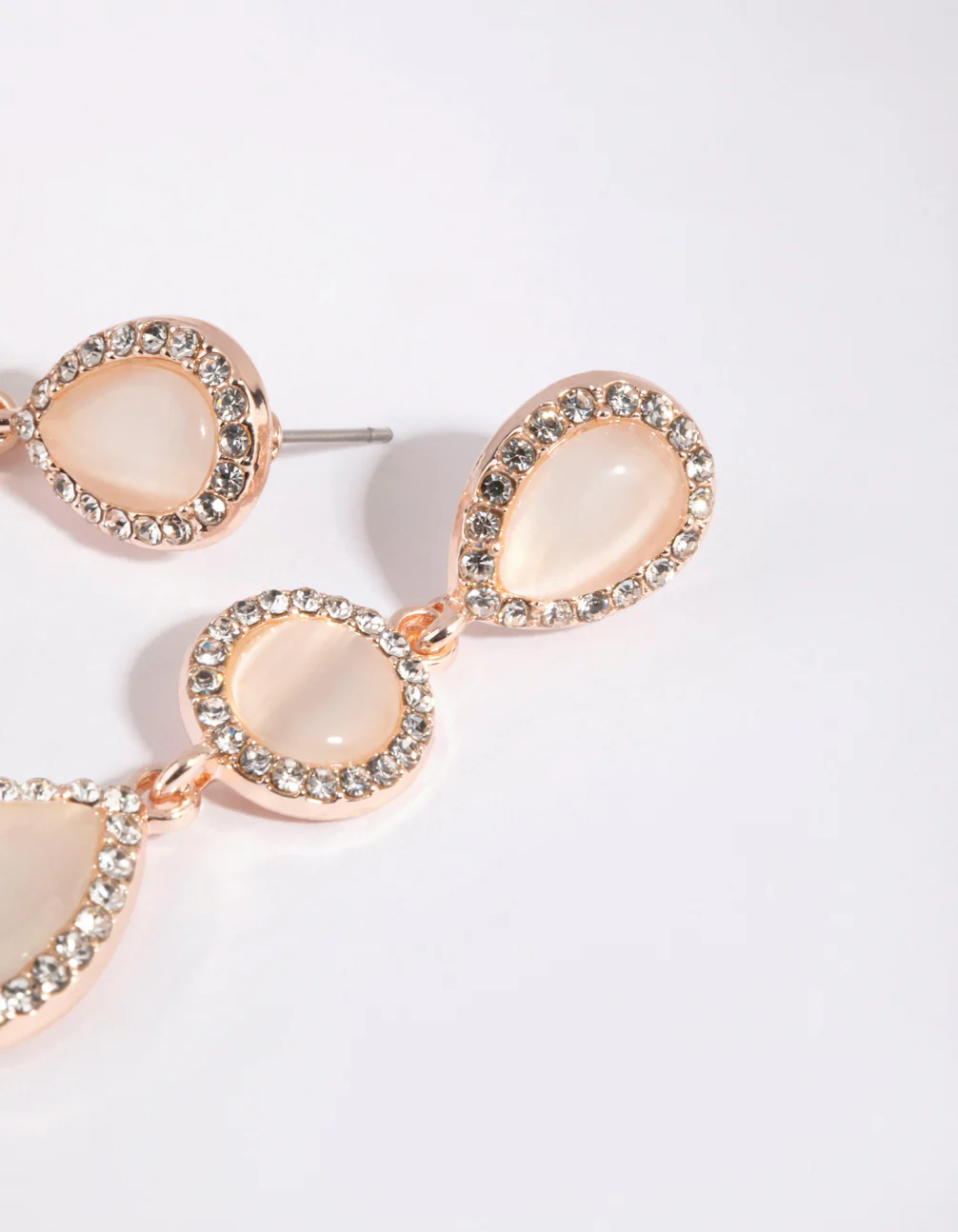 Rose Gold Teardrop Diamante Earrings - Image 3