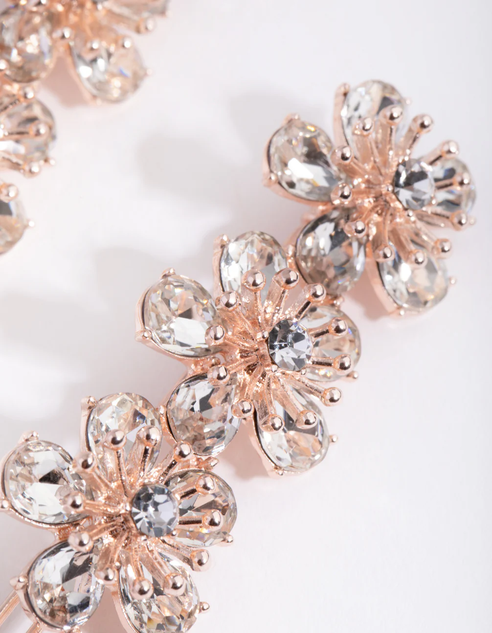 Rose Gold Diamante Trio Flower Pack Clip - Image 2