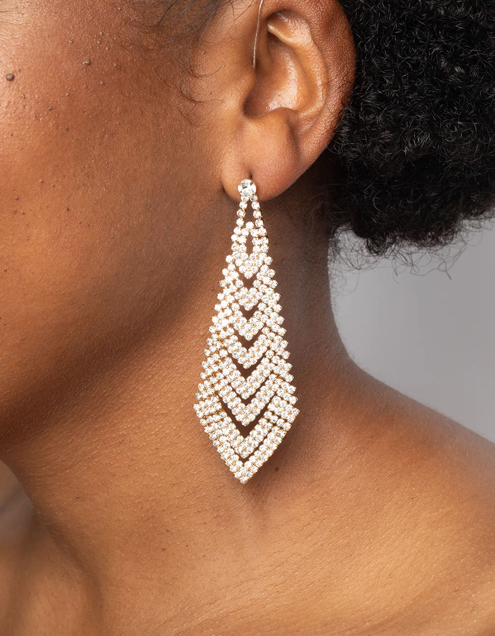 Triangular Diamante Earrings - Image 2