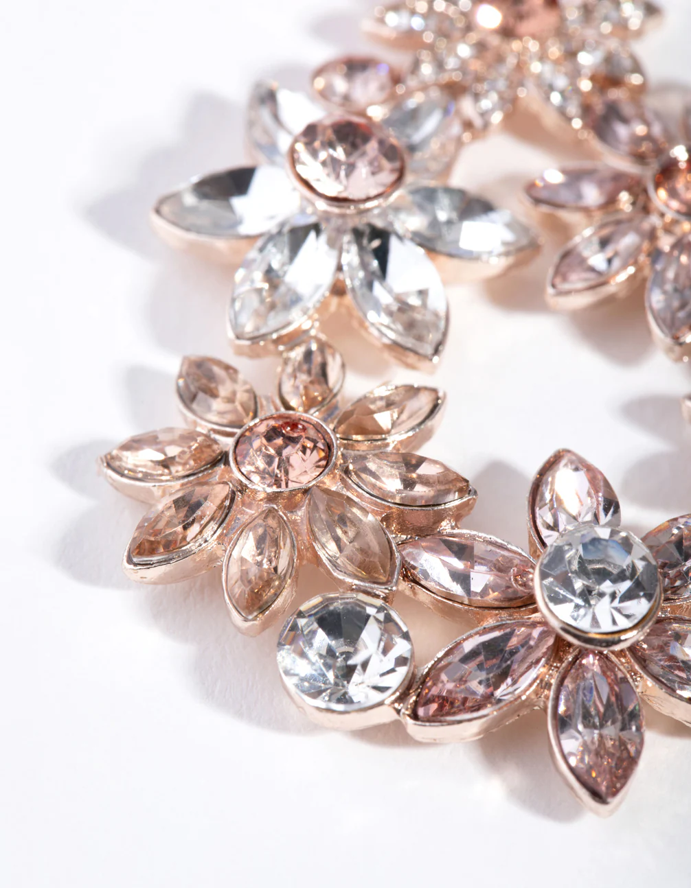 Gold Flower Cluster Teardrop Earrings - Image 3