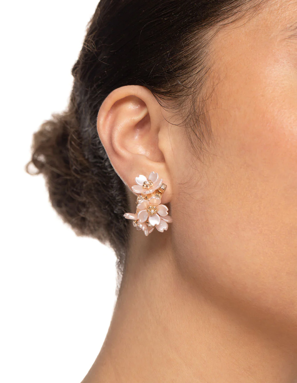 Gold Mini Flower Hoop Earrings - Image 2