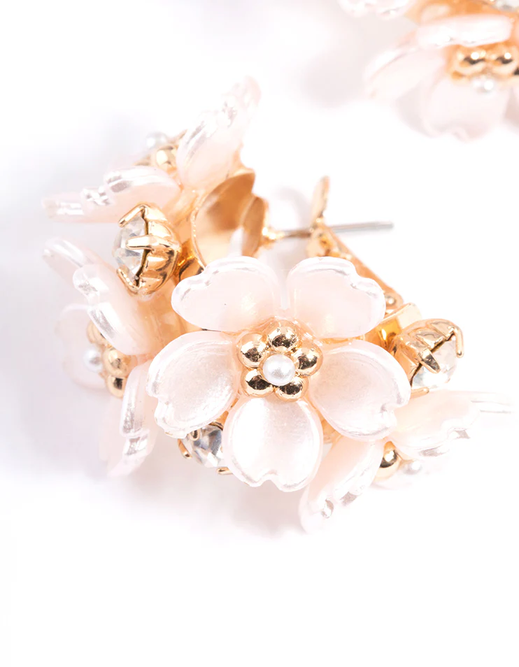 Gold Mini Flower Hoop Earrings - Image 4