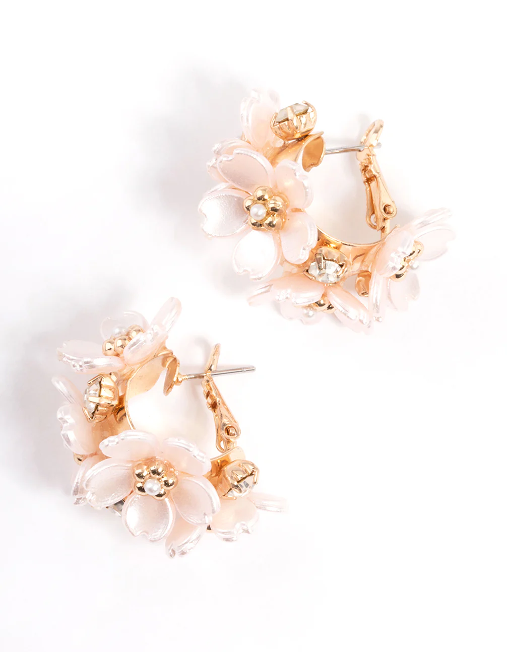 Gold Mini Flower Hoop Earrings - Image 5