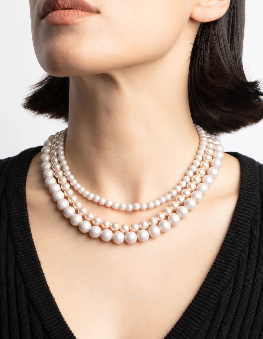 Gold Pearl & Bead Layered Necklace - Image 2