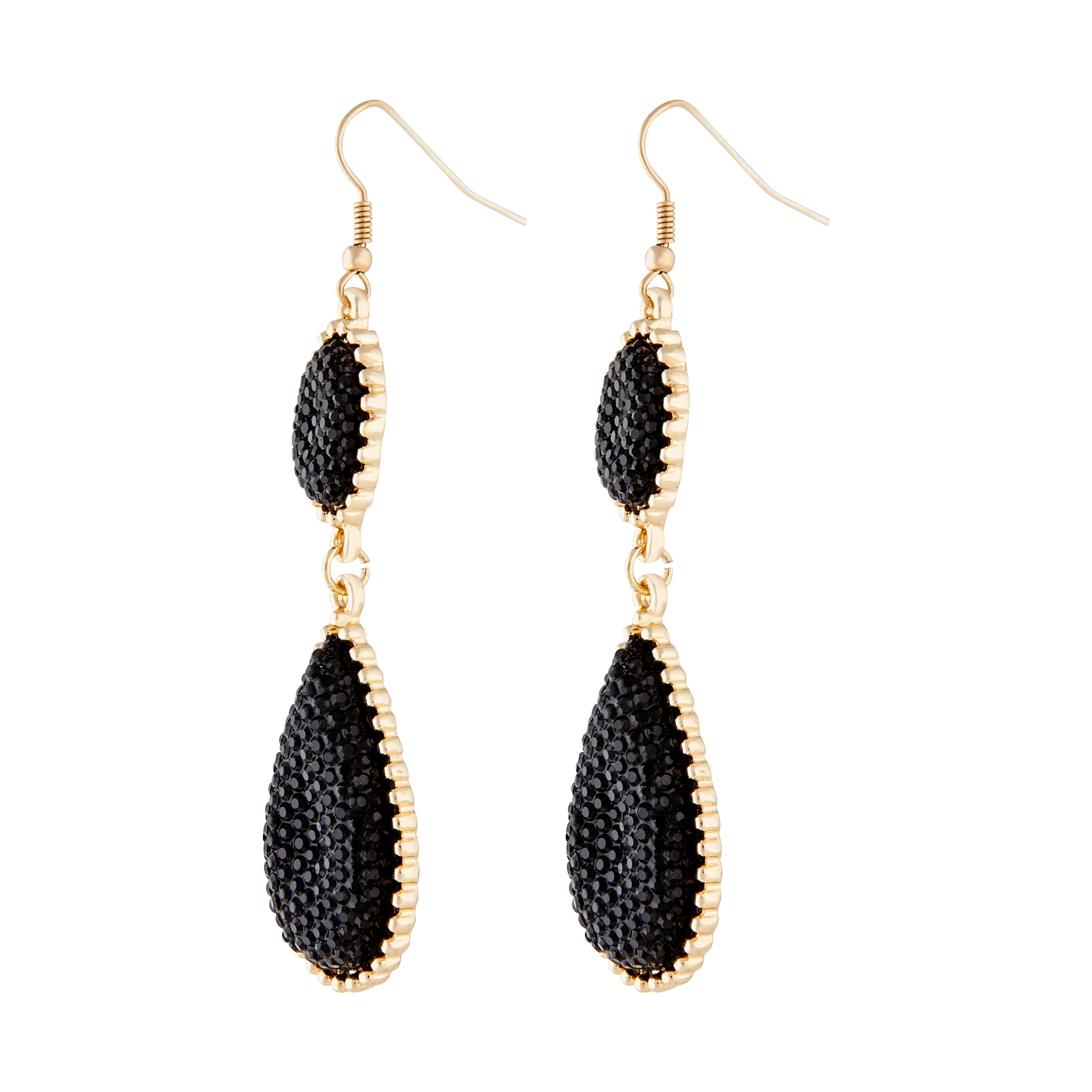 Black Gold Teardrop Jelly Earrings - Image 2