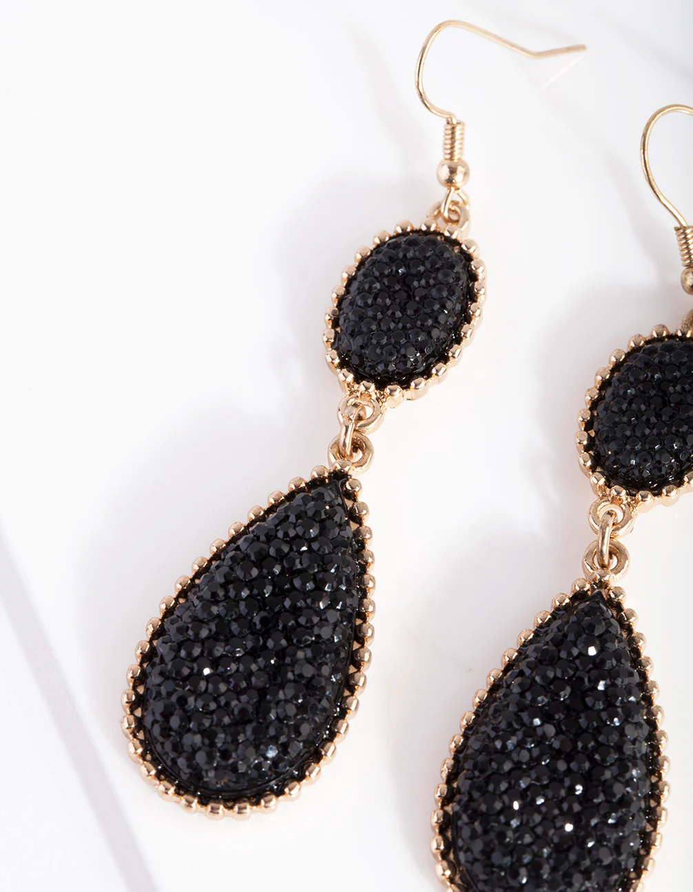 Black Gold Teardrop Jelly Earrings - Image 3