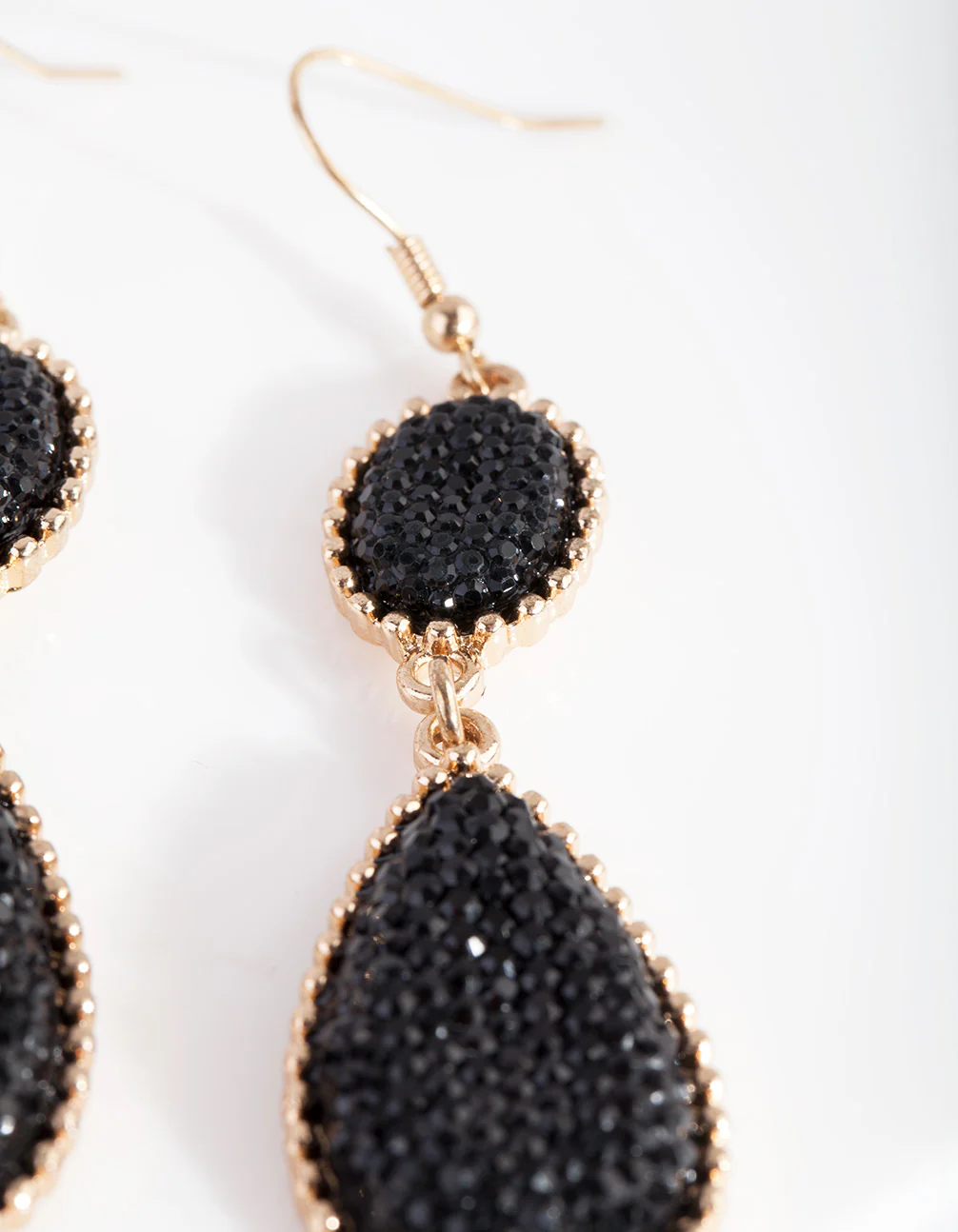 Black Gold Teardrop Jelly Earrings - Image 4