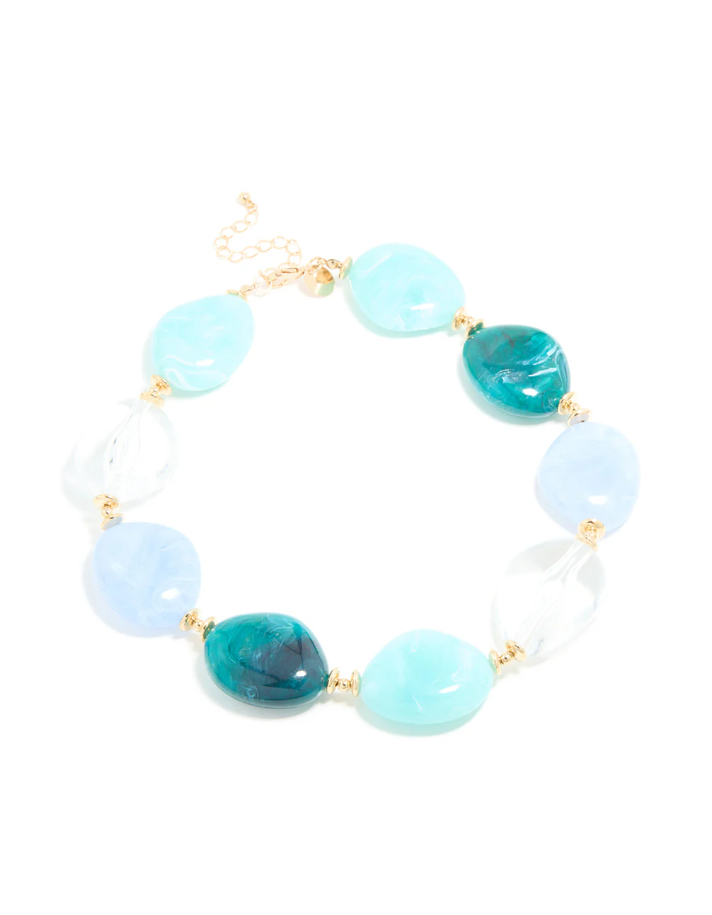 Blue Acrylic Stones Large Gold Link Necklace - Image 4