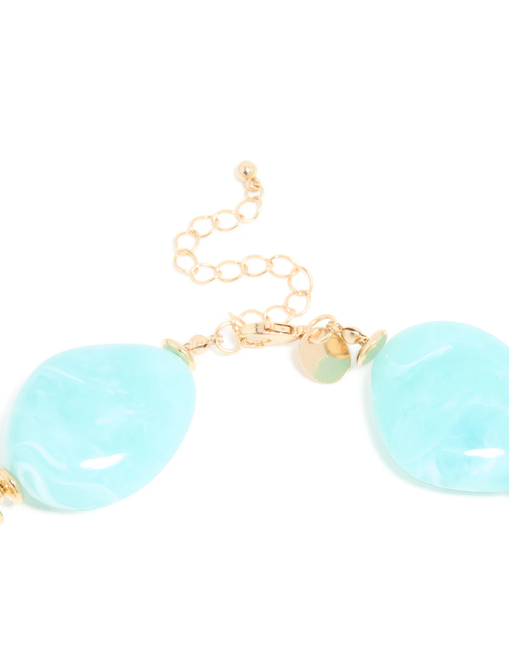 Blue Acrylic Stones Large Gold Link Necklace - Image 5