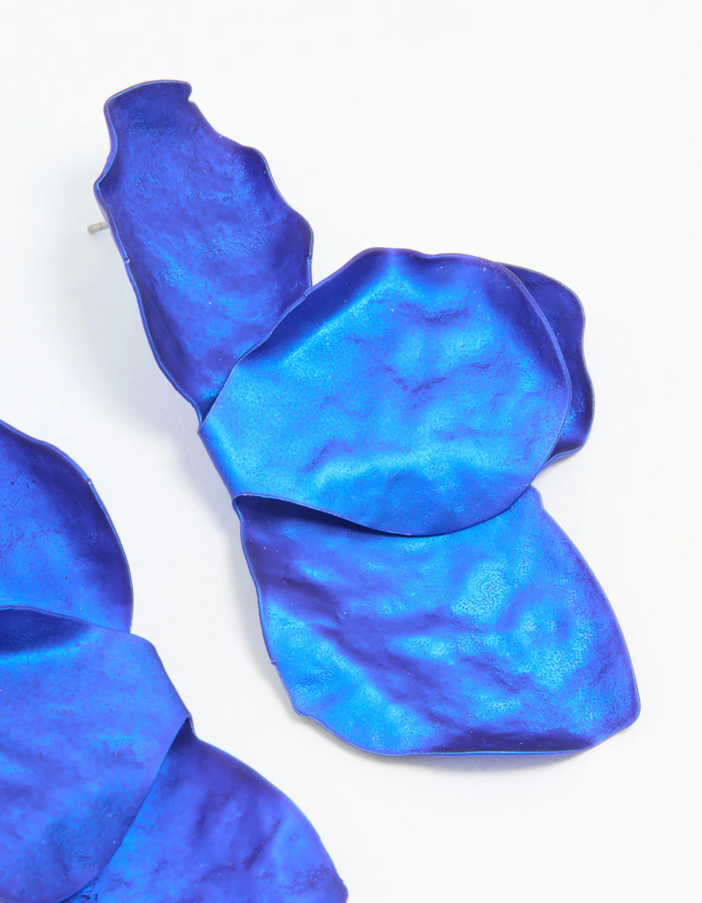 Blue Coated Metal Petal Drop Earrings - Image 5