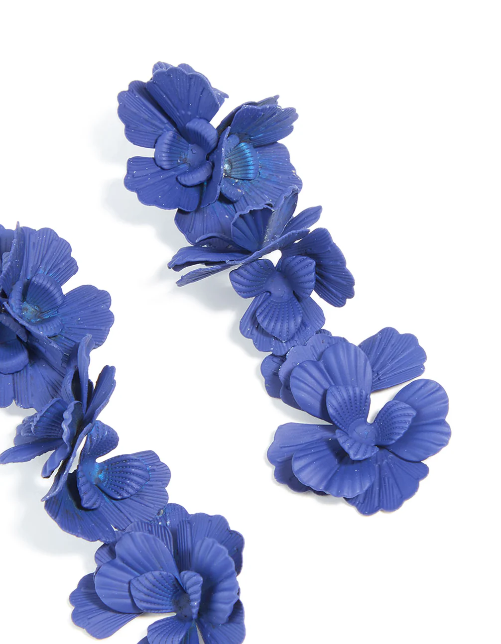 Blue Coated Metal Triple Floral Drop Earrings - Image 5