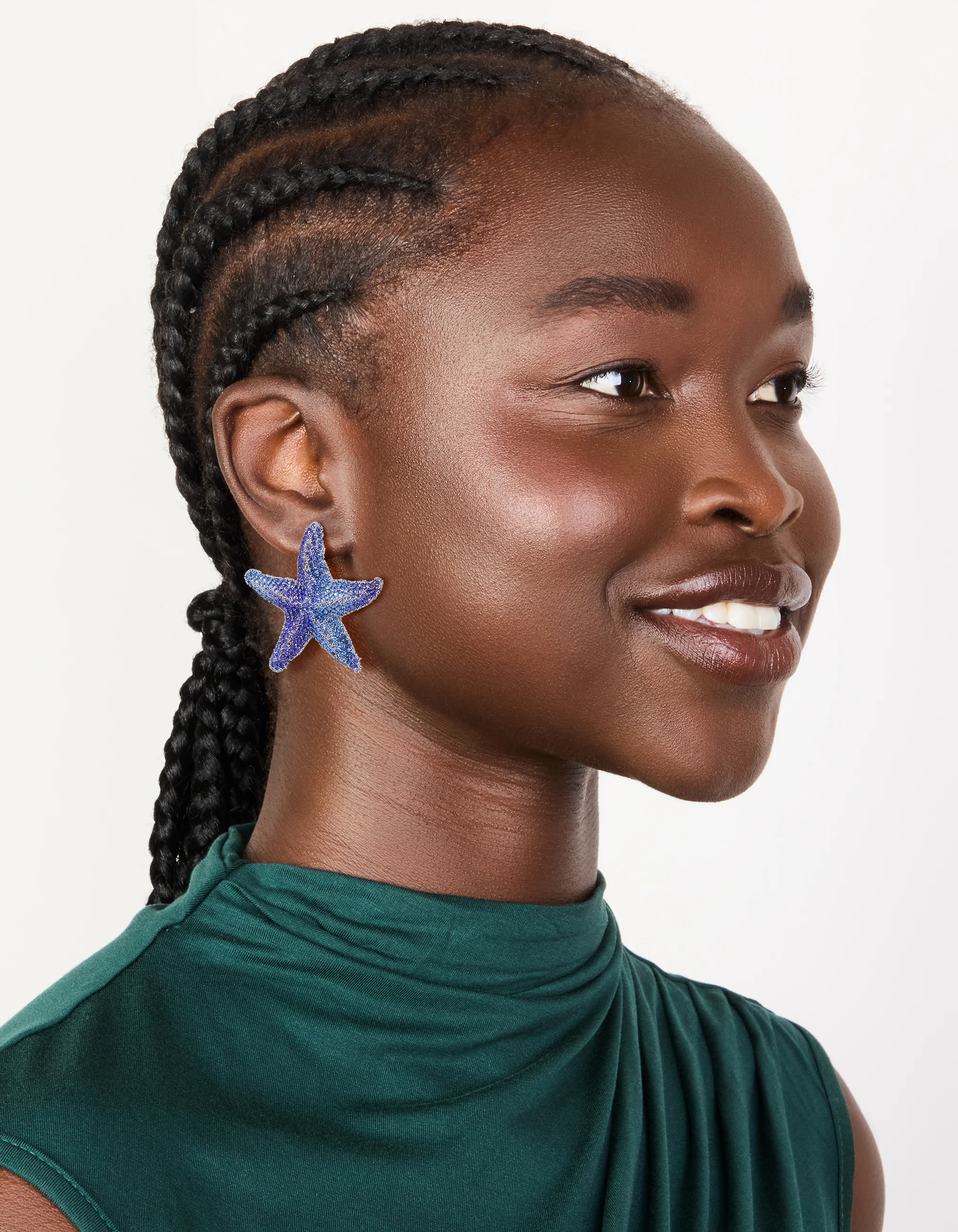 Blue Diamante Starfish Stud Earrings - Image 3