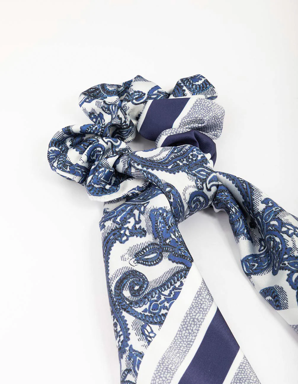 Blue Fabric Paisley Satin Scarf - Image 2