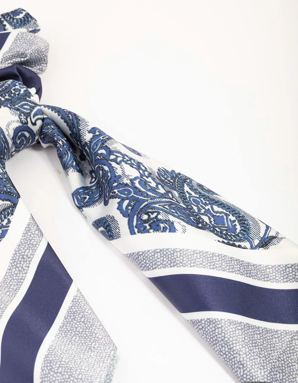 Blue Fabric Paisley Satin Scarf - Image 3