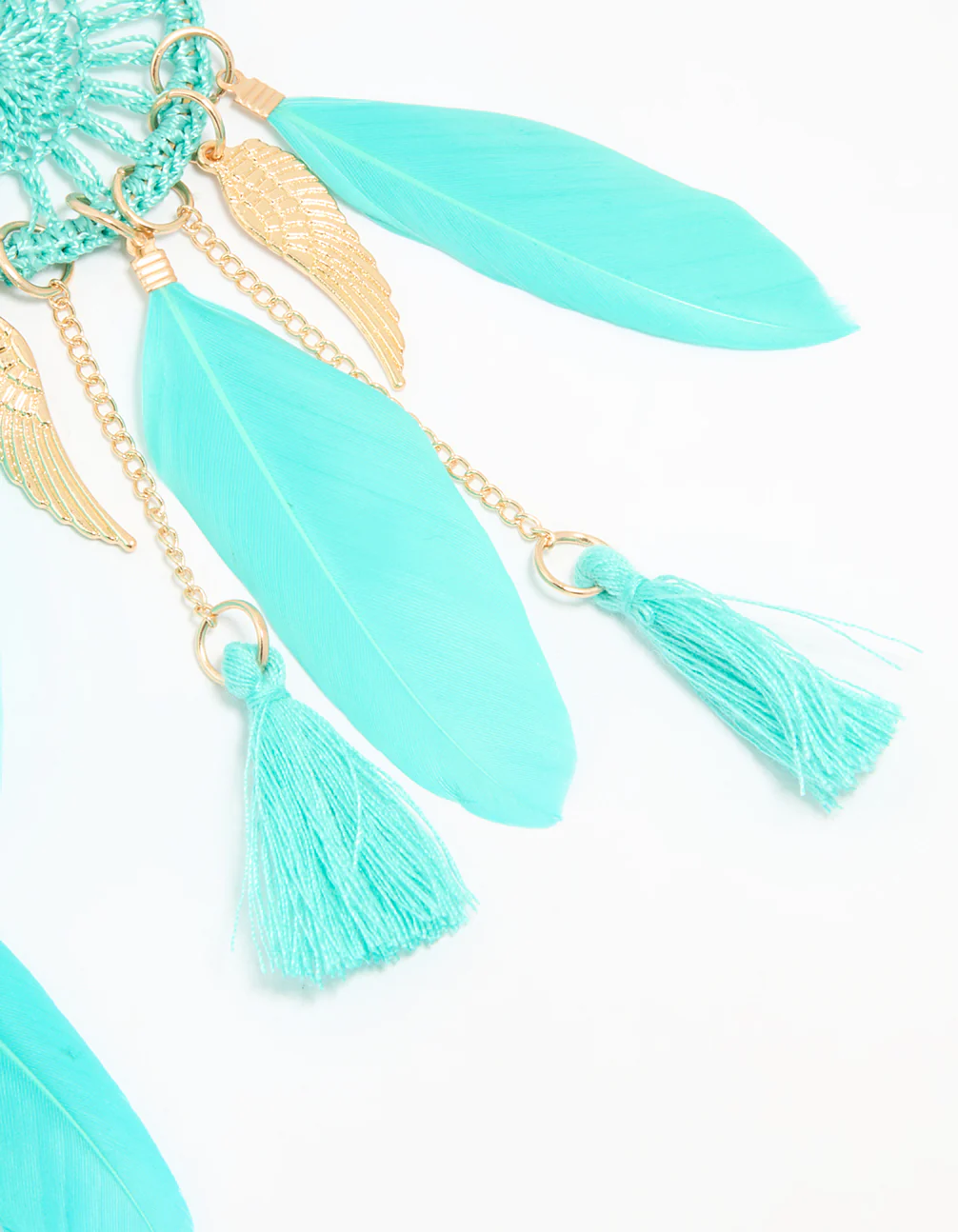 Blue Feather Dreamcatcher Drop Earrings - Image 5
