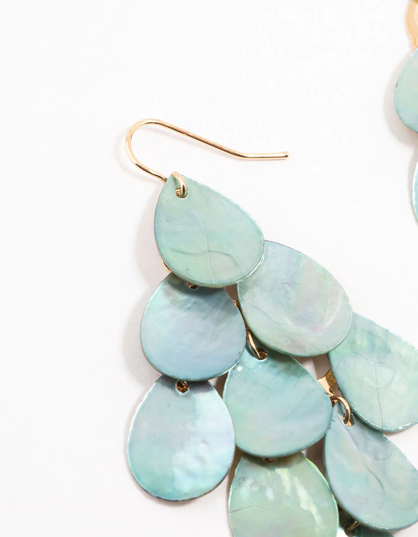 Blue Genuine Shell  Layered Drop Earrings - Image 2