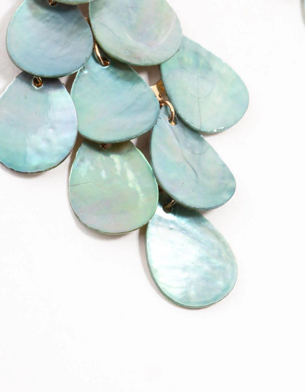 Blue Genuine Shell  Layered Drop Earrings - Image 3