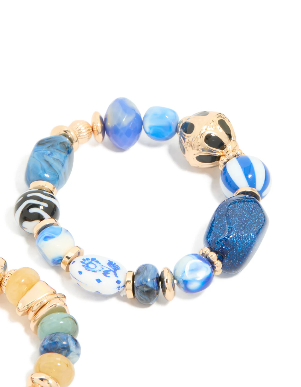 Blue & Green Beaded Pattern Stretch Bracelets 2-Pack - Image 5