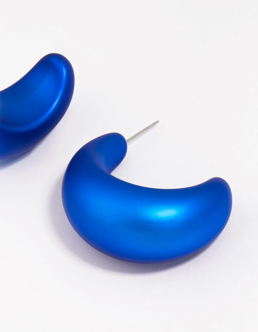 Blue Iridescent Chubby Hoop Earrings - Image 2