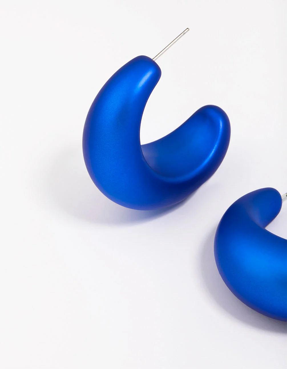 Blue Iridescent Chubby Hoop Earrings - Image 3
