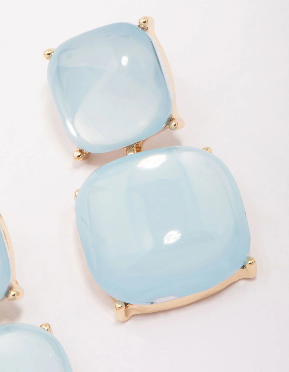 Blue Puffy Stone Drop Earrings - Image 3