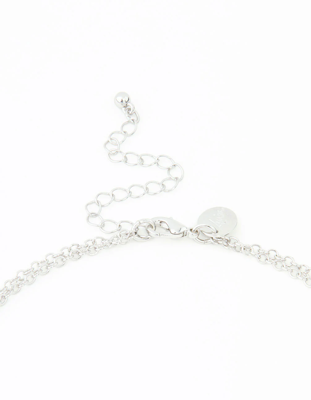 Blue Rectangle Diamante Stone Silver Layered Necklace - Image 3