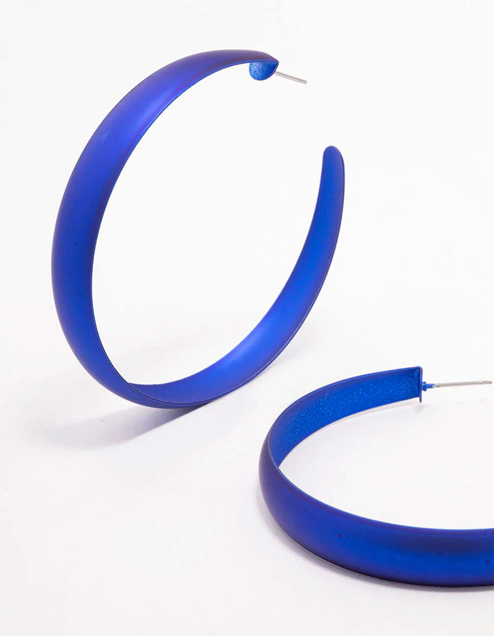Blue Rubber Coated Hoop Earrings 60mm - Image 2