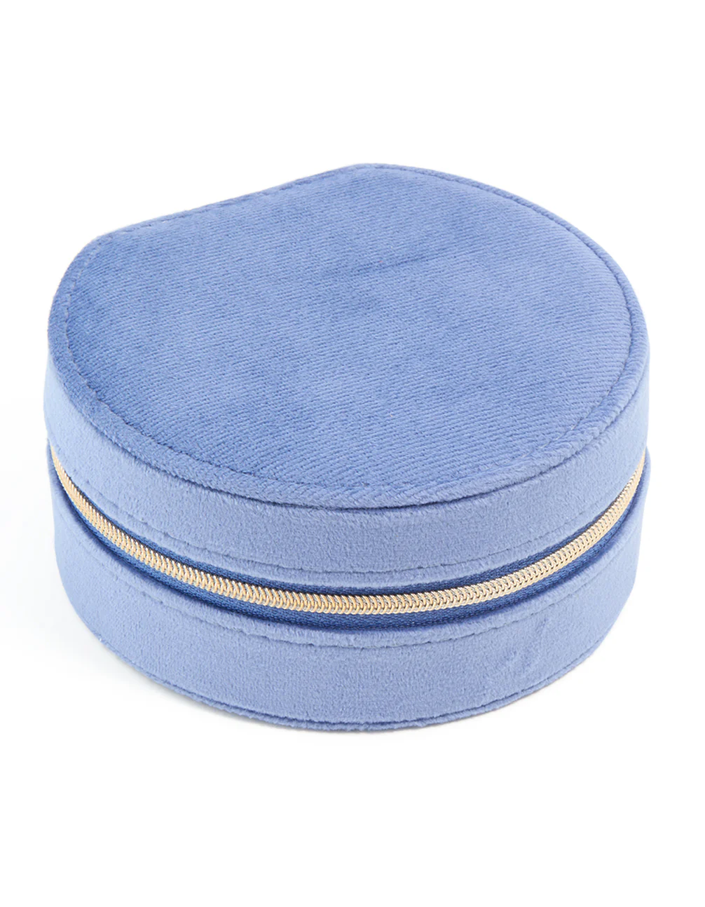 Blue Velvet Fabric Round Jewellery Box - Image 3