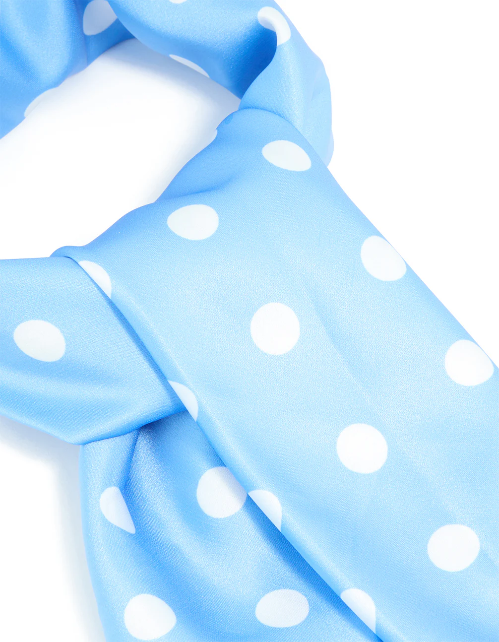 Blue & White Polka Dot Print Fabric Scarf - Image 2