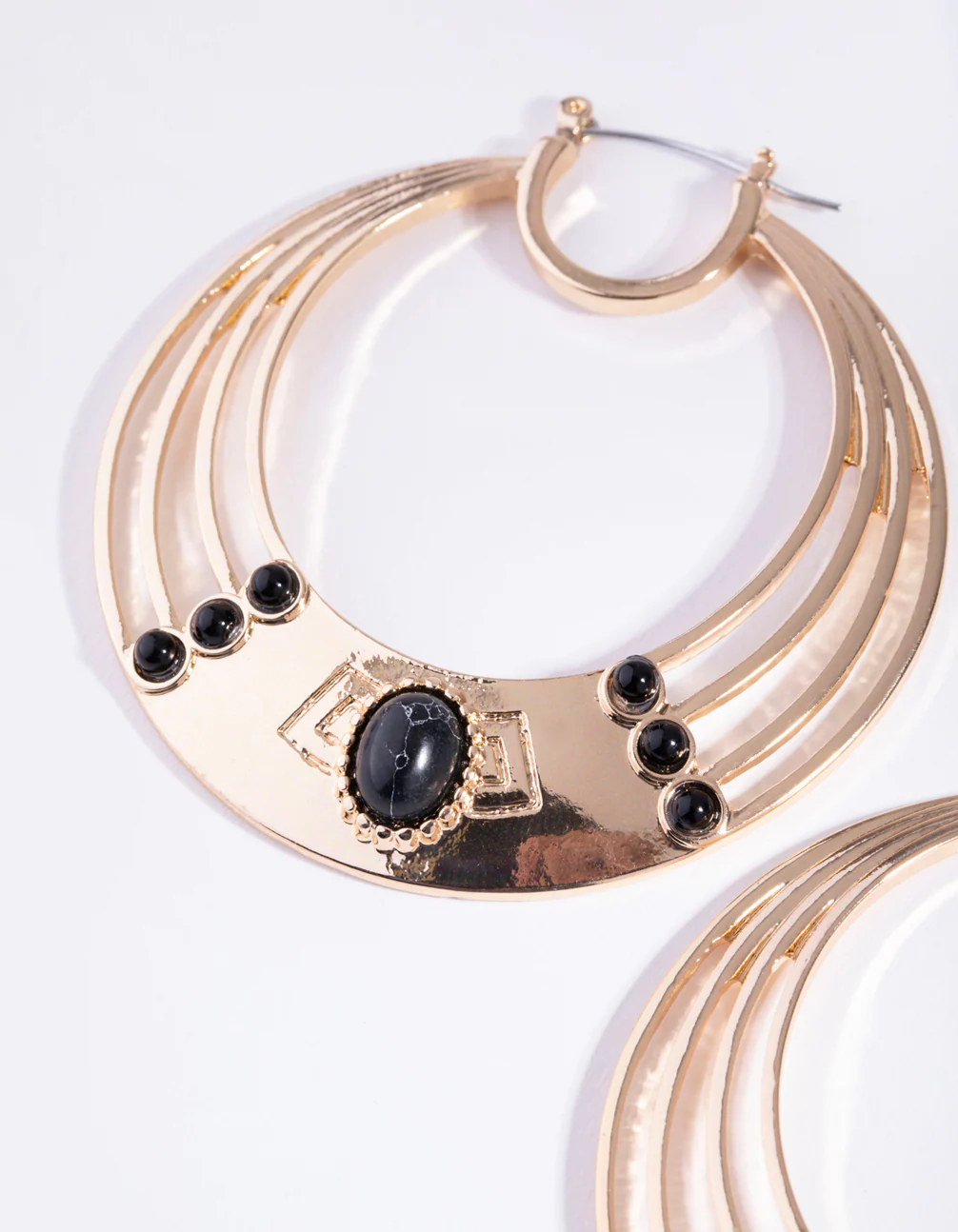 Acrylic Semi Precious Stone Hoop Earrings - Image 2