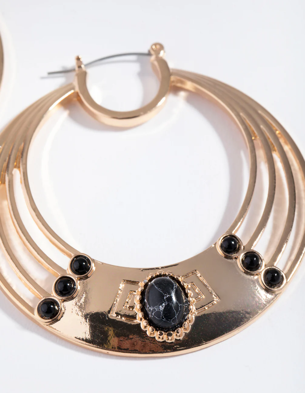Acrylic Semi Precious Stone Hoop Earrings - Image 3