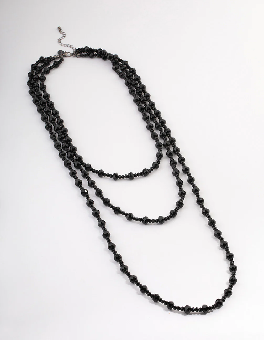 Coated Black Layered Bead & Facet Necklace - Image 2