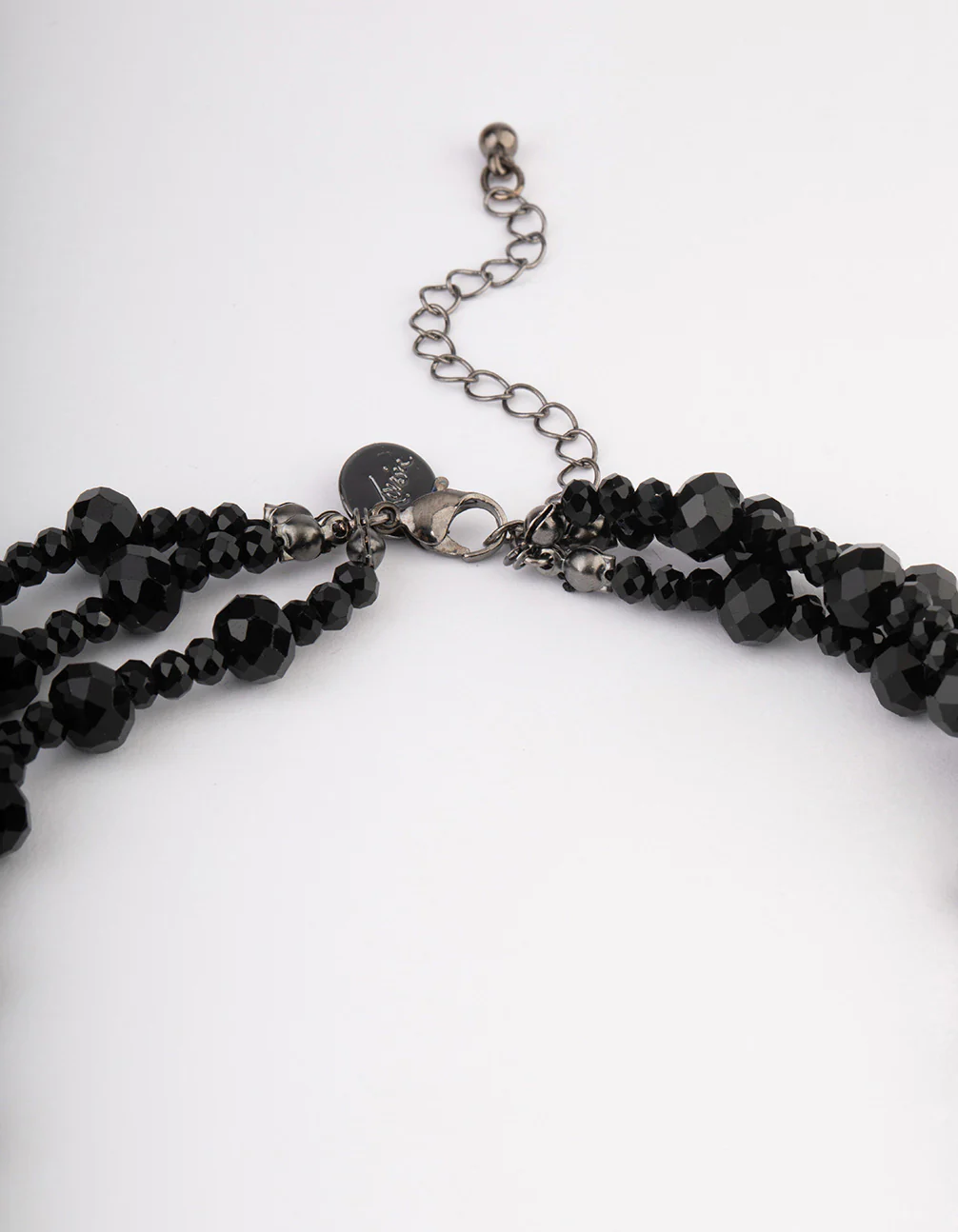 Coated Black Layered Bead & Facet Necklace - Image 3