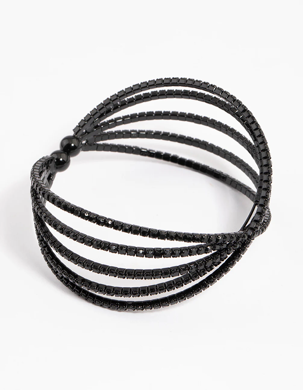 Coated Black Triple Row Criss Cross Cuff Bangle - Image 2