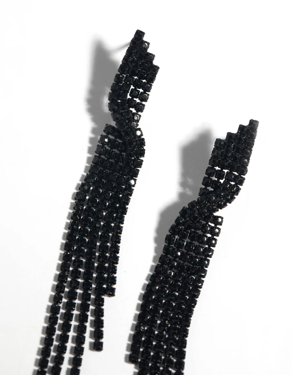 Matte Black Twisted Drop Earrings - Image 3