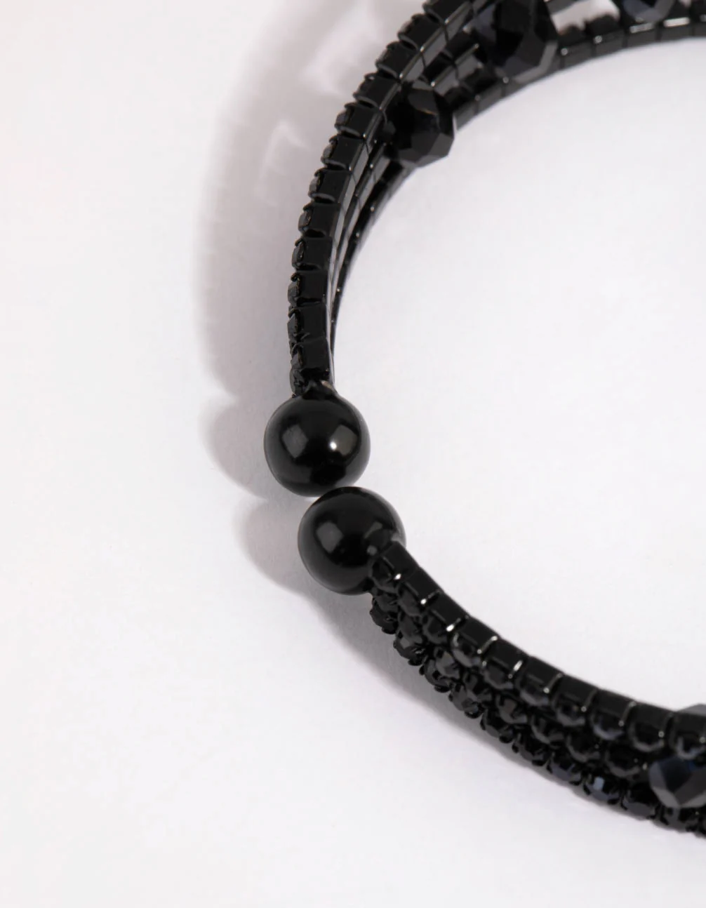 Matte Black Diamante Cup Chain Cuff Bracelet - Image 2