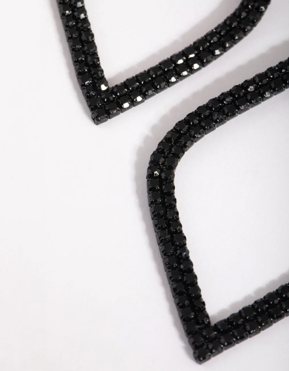 Matte Black Diamante Drop Earrings - Image 3