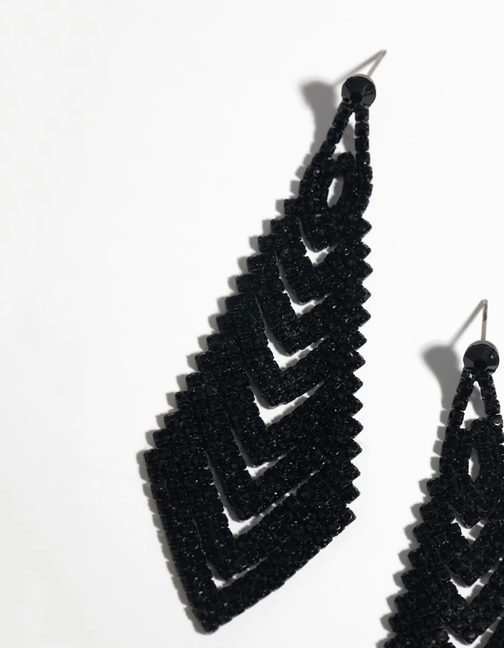 Matte Black Diamante Earrings - Image 3