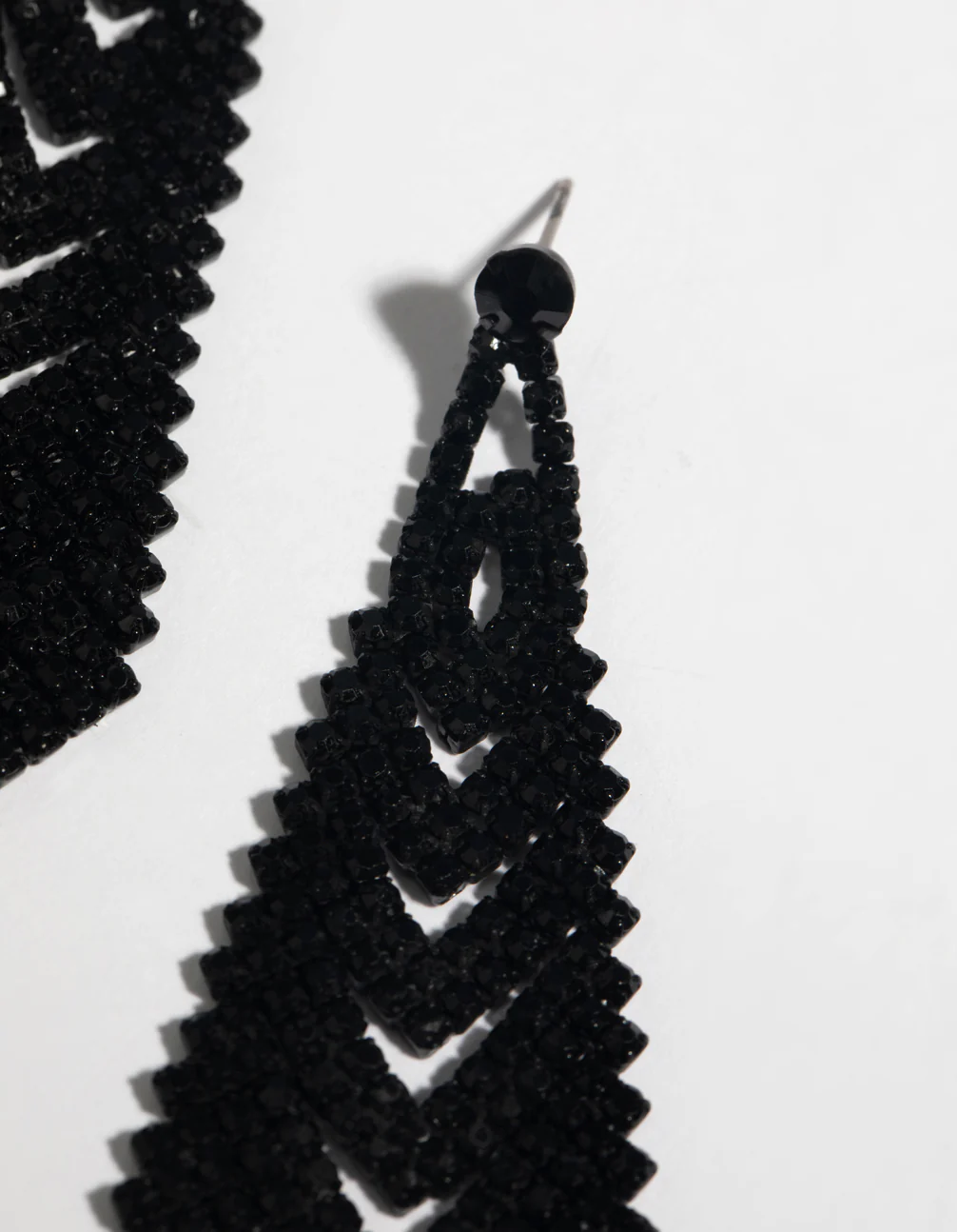 Matte Black Diamante Earrings - Image 4