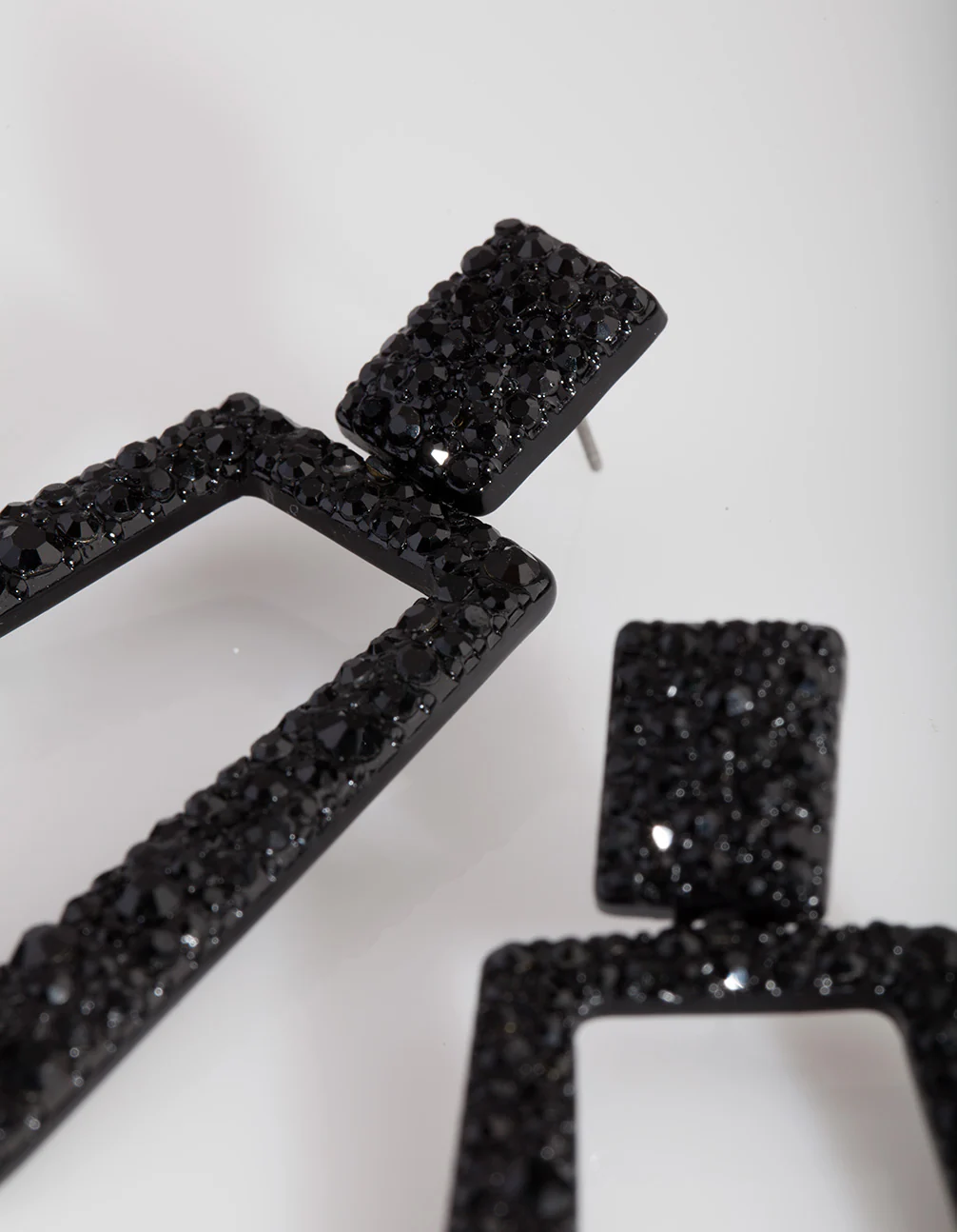 Black Diamante Geometric Earrings - Image 2
