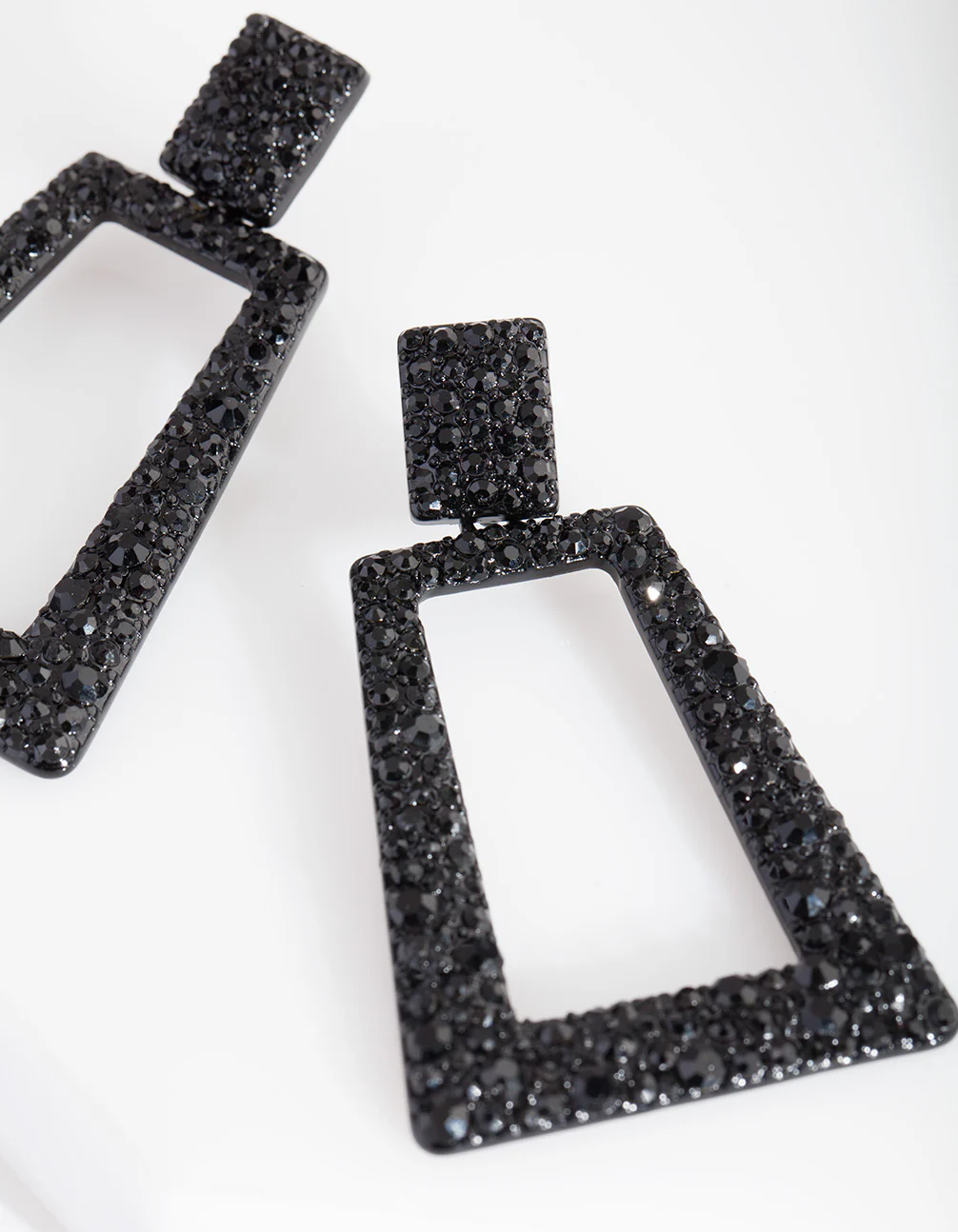 Black Diamante Geometric Earrings - Image 3