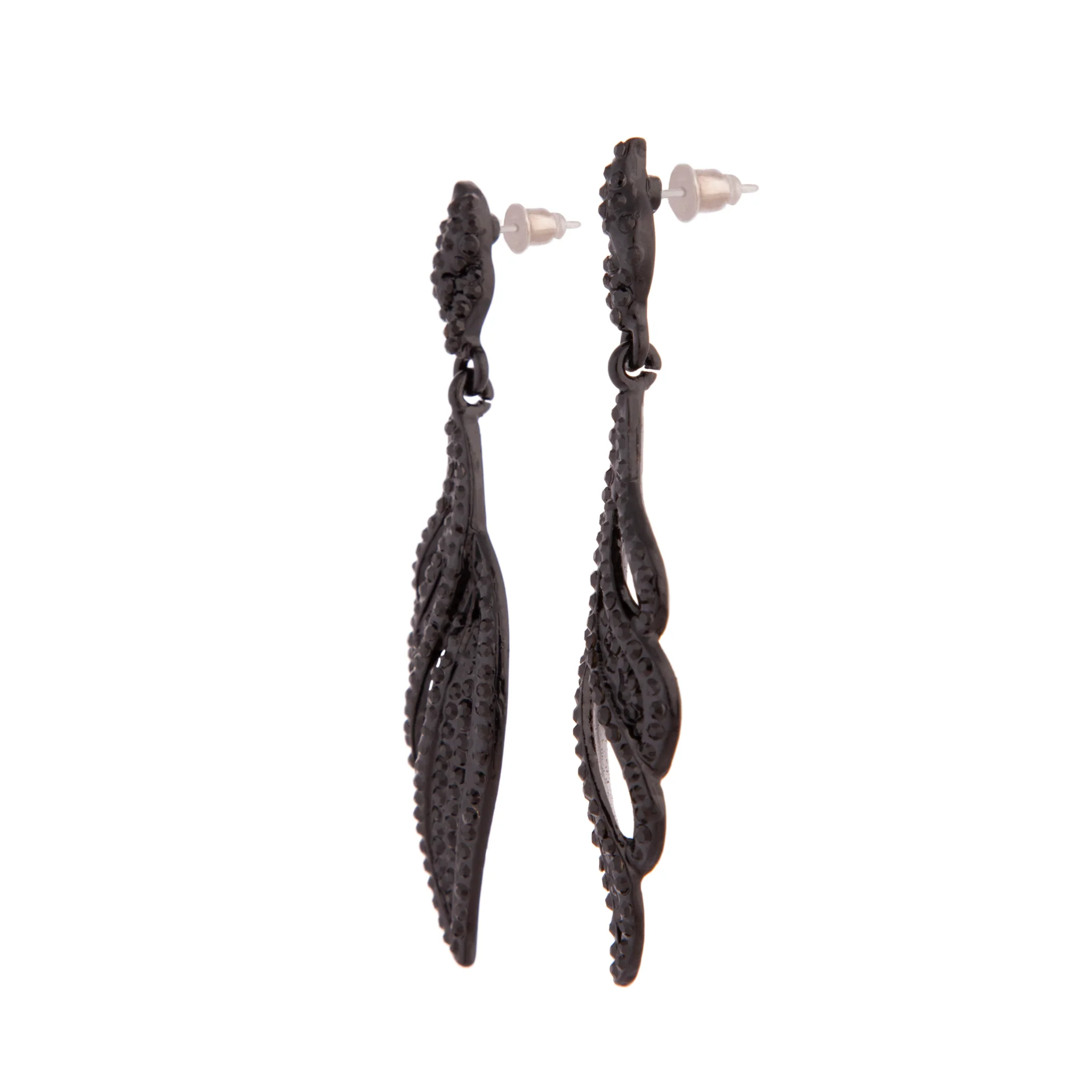 Black Diamante Oscar Earrings - Image 2
