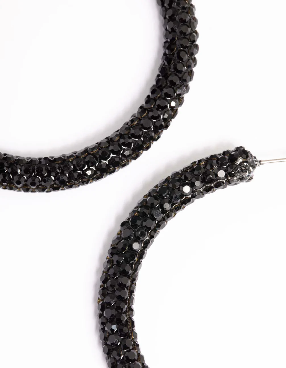 Jet Black Coated 40mm Crystal Hoop Earrings - Image 2
