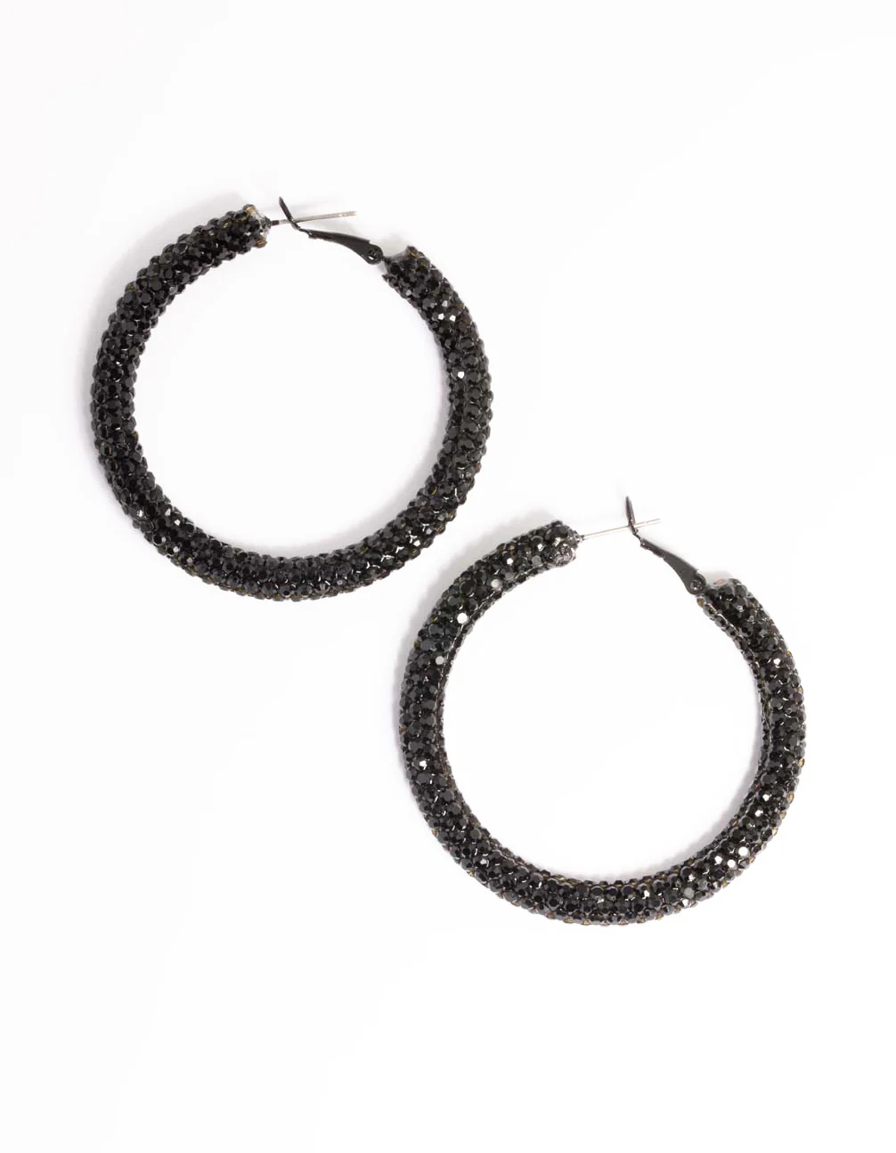 Jet Black Coated 40mm Crystal Hoop Earrings - Image 4