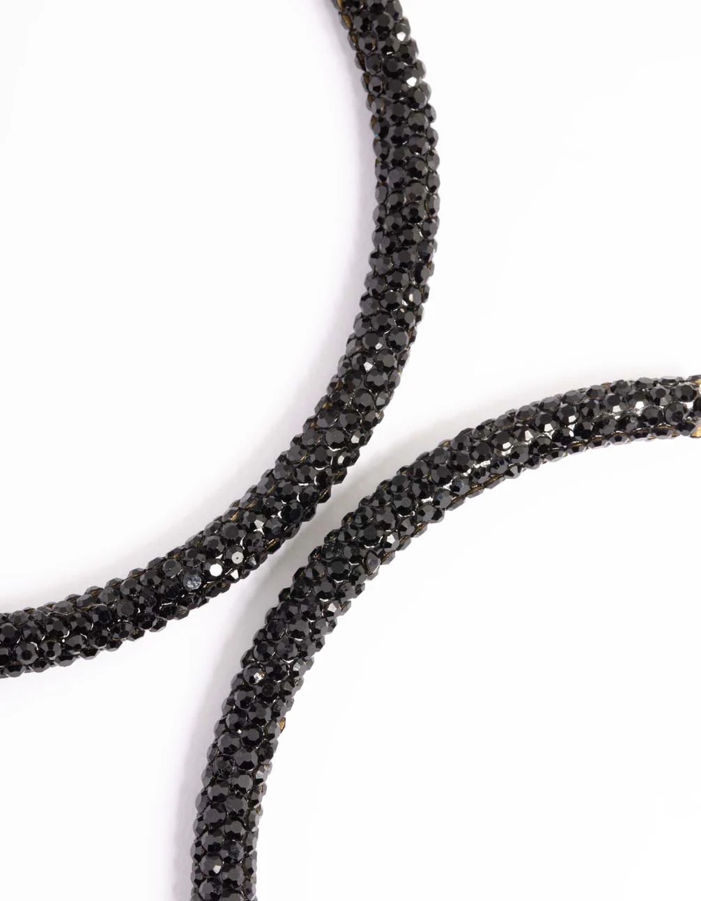 Black Jet 85mm Encrusted Hoop Earrings - Image 3