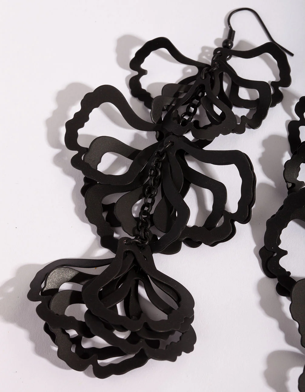 Black Petal Drop Earrings - Image 4
