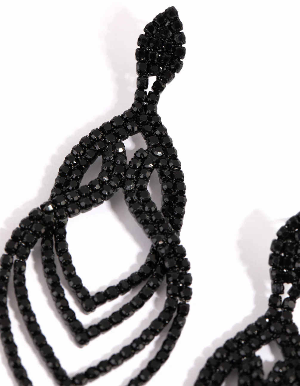 Matte Black Layered Drop Earrings - Image 2