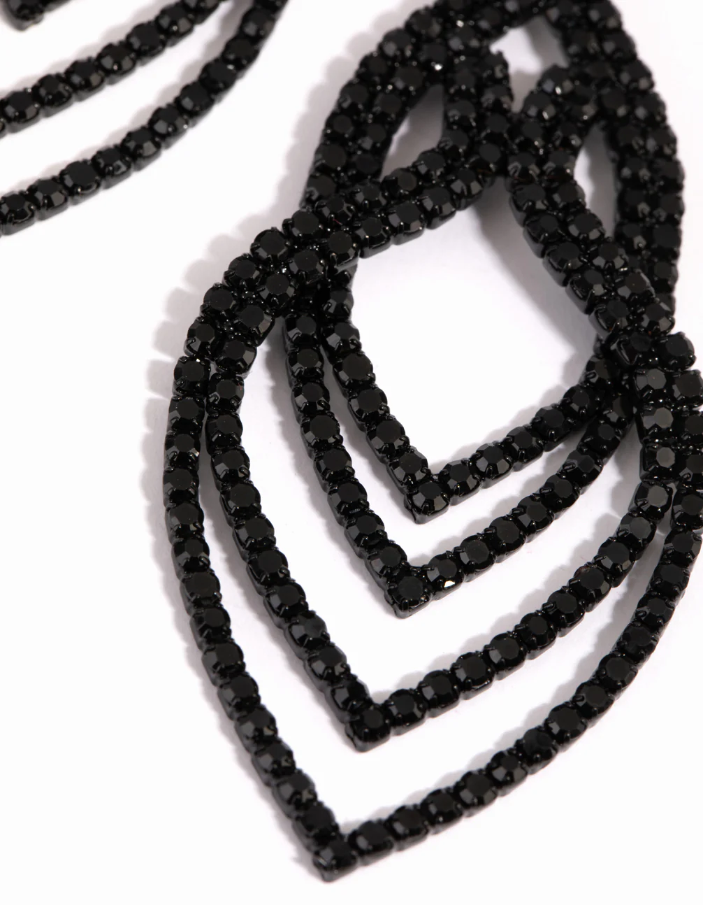 Matte Black Layered Drop Earrings - Image 3