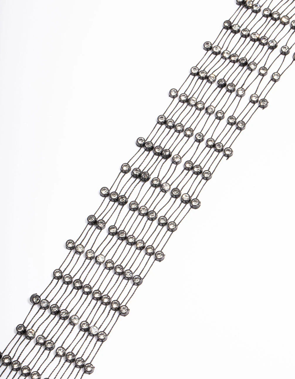 Black Mesh Stretch Diamante Scarf Necklace