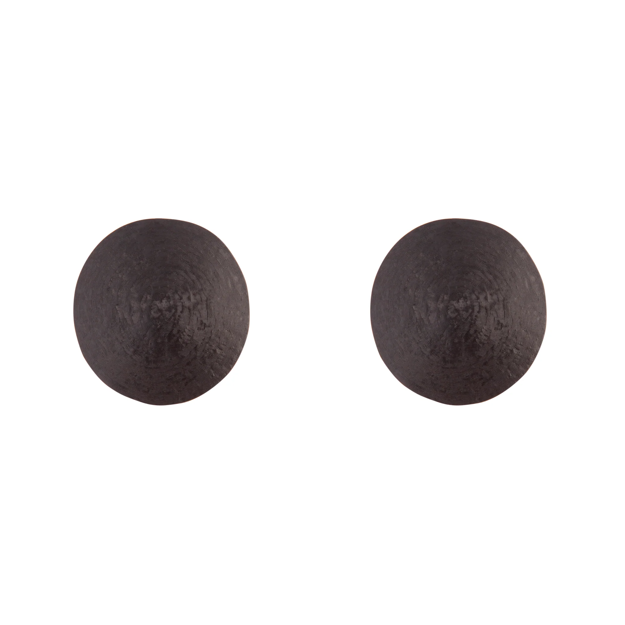 Black Round Textured Earrings - Image 2